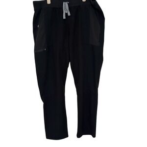 Figs Technical Collection Mens Black Drawstring Elastic Waistband Scrub Pants Si